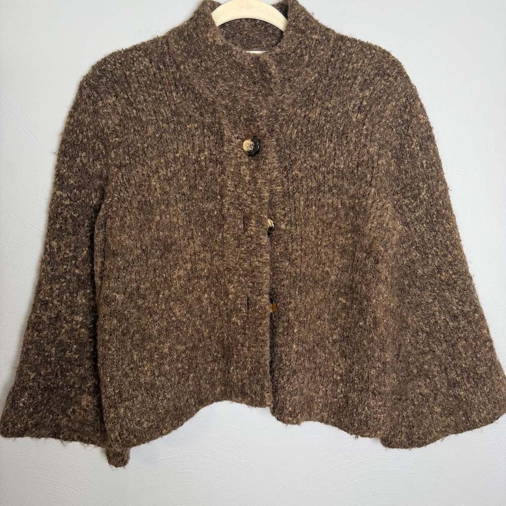 Susan Bristol Cardigan Size M Brown Button Up Textured Sweater